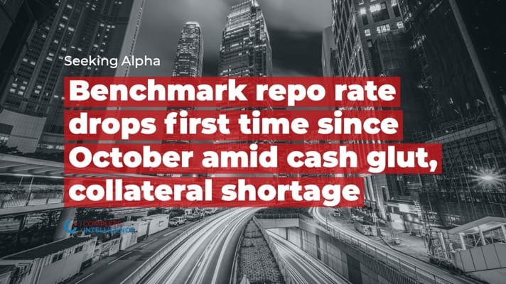 Benchmark repo rate drops first time since October amid cash glut, collateral shortage
